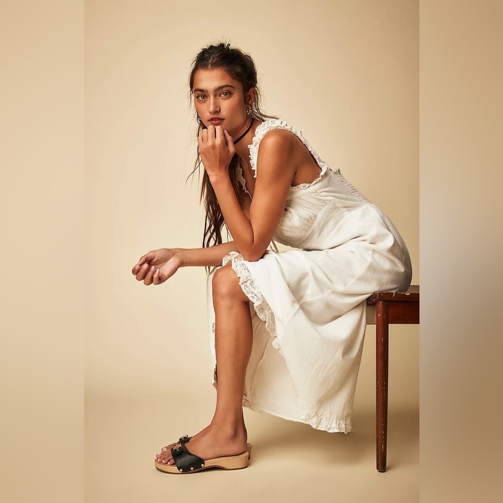 Free People Moon Eyes White Midi Maxi Dress White Medium